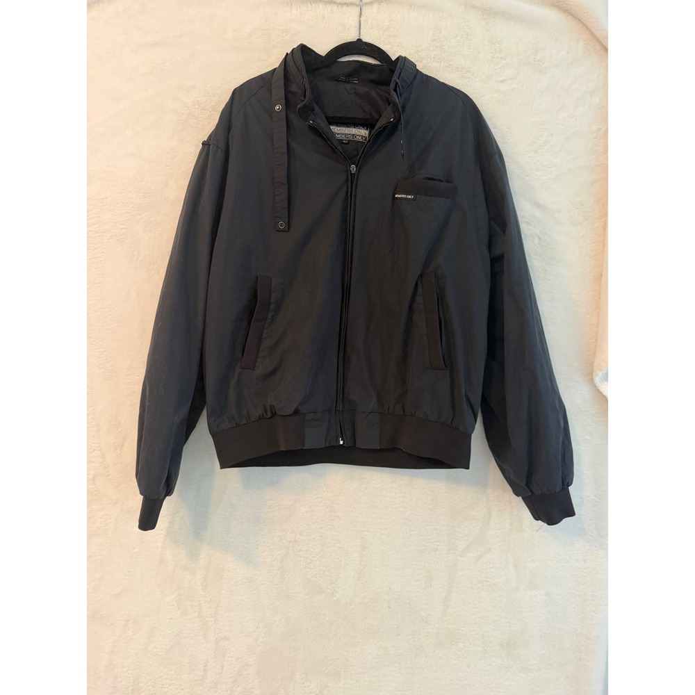 Members Only Mens Black Iconic Racer Jacket Size XLT Extra Large Tall Vintage